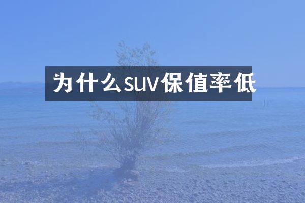 为什么suv保值率低