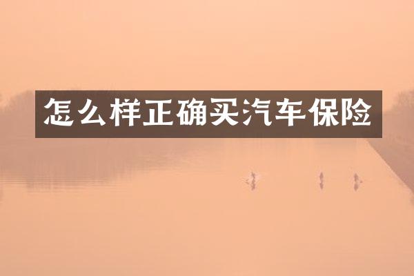 怎么样正确买汽车保险