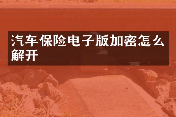 汽车保险电子版加密怎么解开