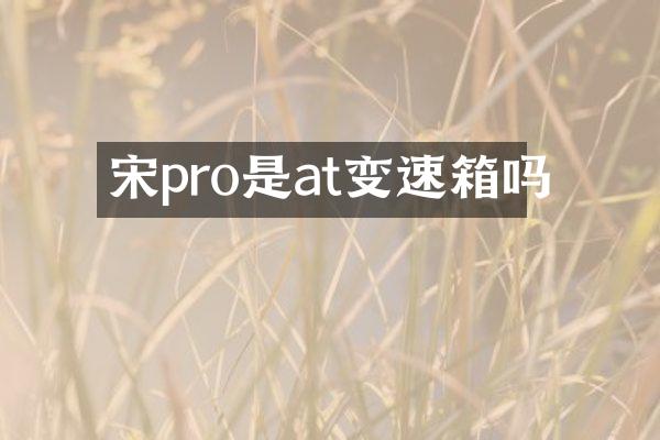 宋pro是at变速箱吗