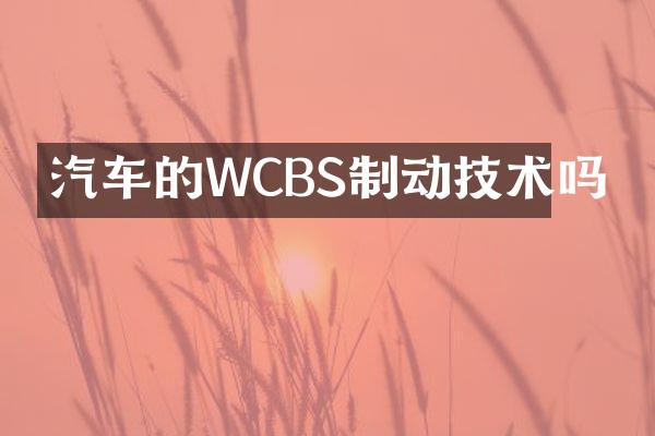 汽车的WCBS制动技术吗