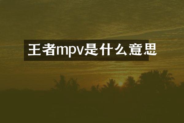 王者mpv是什么意思