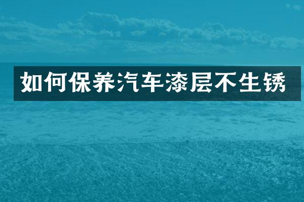 如何保养汽车漆层不生锈