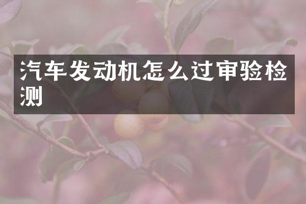 汽车发动机怎么过审验检测