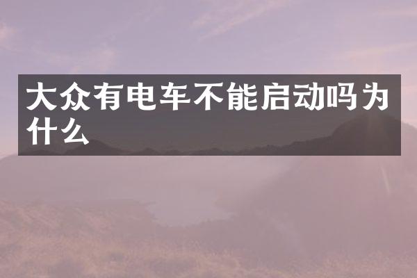 大众有电车不能启动吗为什么