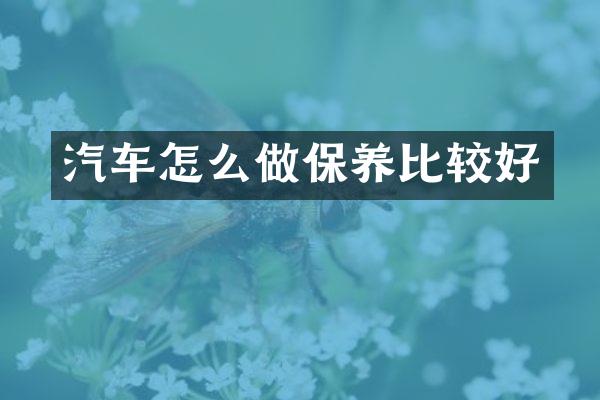 汽车怎么做保养比较好