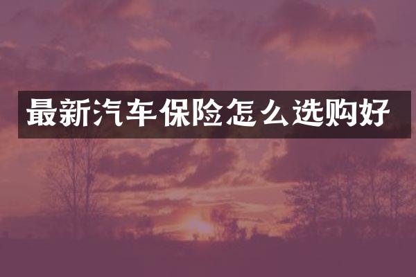 最新汽车保险怎么选购好