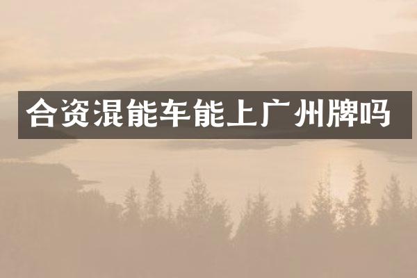 合资混能车能上广州牌吗