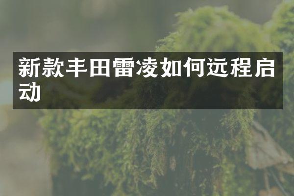 新款丰田雷凌如何远程启动