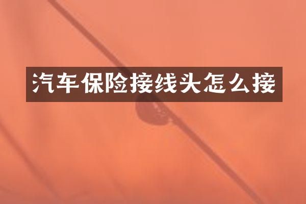 汽车保险接线头怎么接