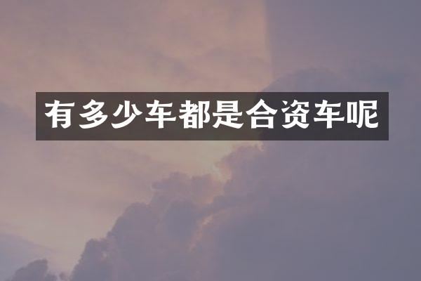 有多少车都是合资车呢