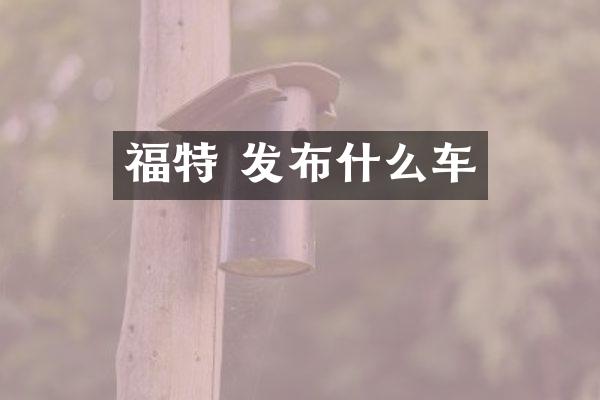 福特 发布什么车