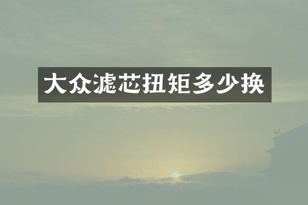 大众滤芯扭矩多少换