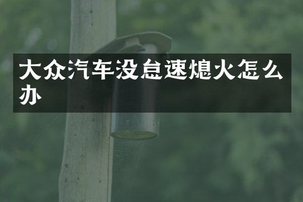 大众汽车没怠速熄火怎么办