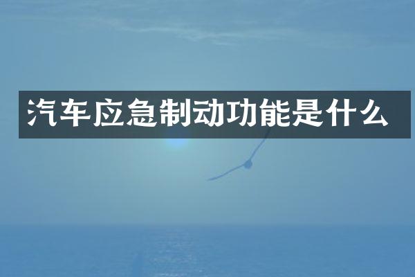 汽车应急制动功能是什么
