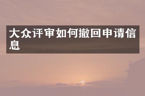 大众评审如何撤回申请信息