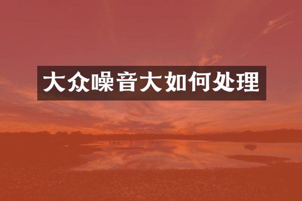 大众噪音大如何处理