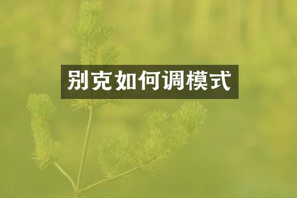 别克如何调模式