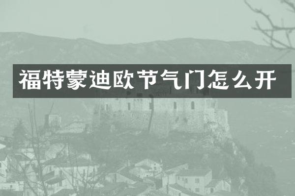 福特蒙迪欧节气门怎么开