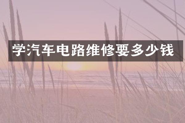 学汽车电路维修要多少钱