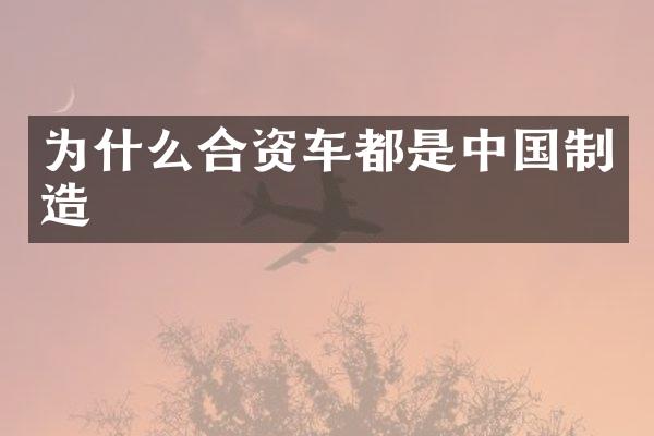 为什么合资车都是中国制造