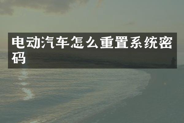 电动汽车怎么重置系统密码