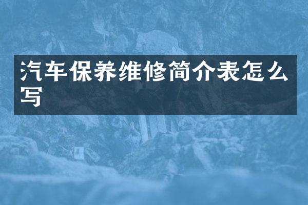 汽车保养维修简介表怎么写