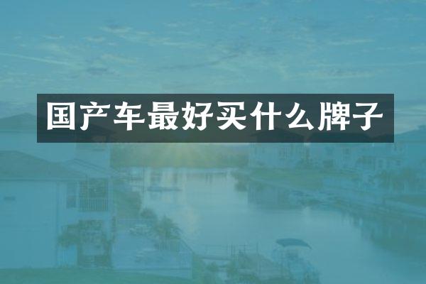 国产车最好牌子