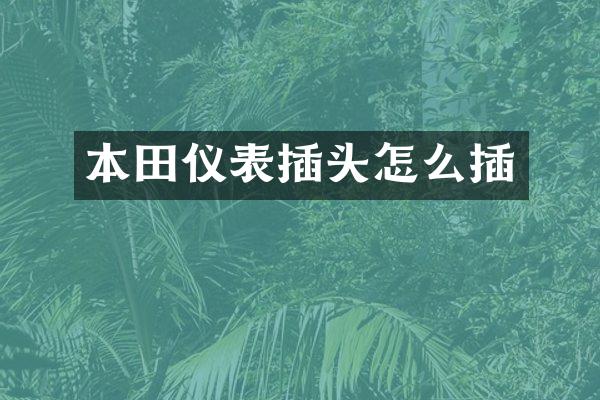 本田仪表插头怎么插