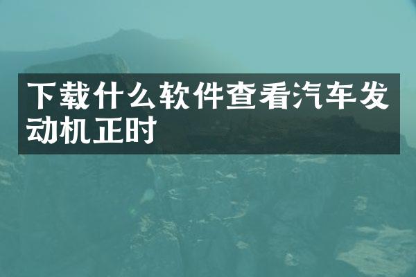 下载什么软件查看汽车发动机正时