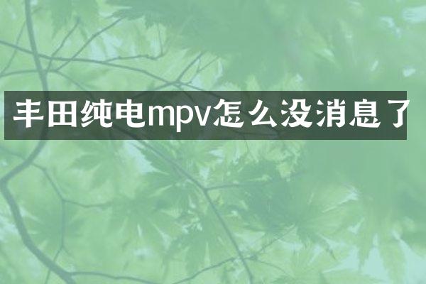 丰田纯电mpv怎么没消息了