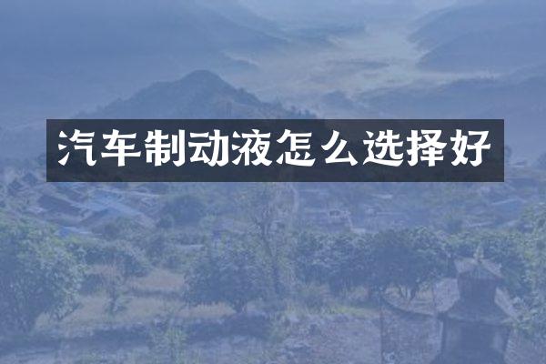 汽车制动液怎么选择好