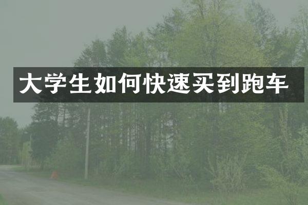 大学生如何快速买到跑车