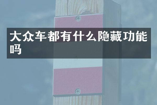 大众车都有什么隐藏功能吗