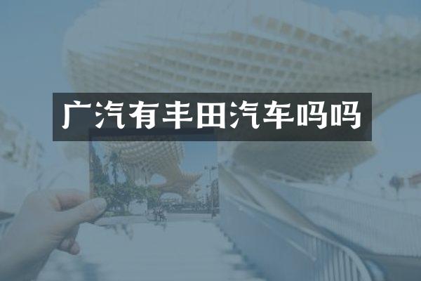 广汽有丰田汽车吗吗