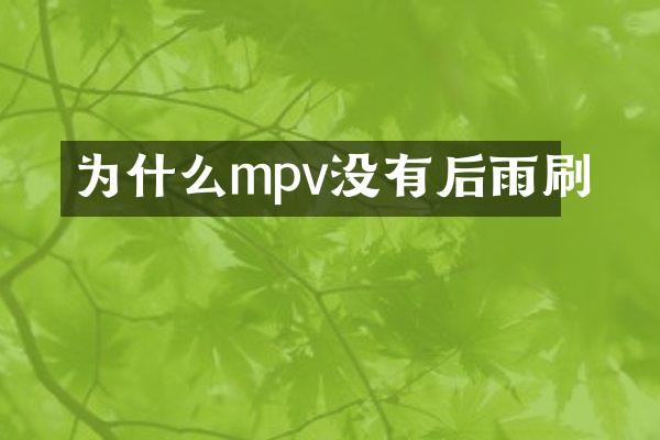 为什么mpv没有后雨刷