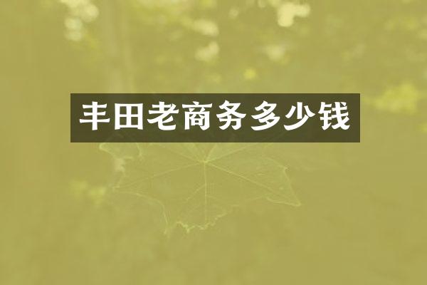 丰田老商务多少钱