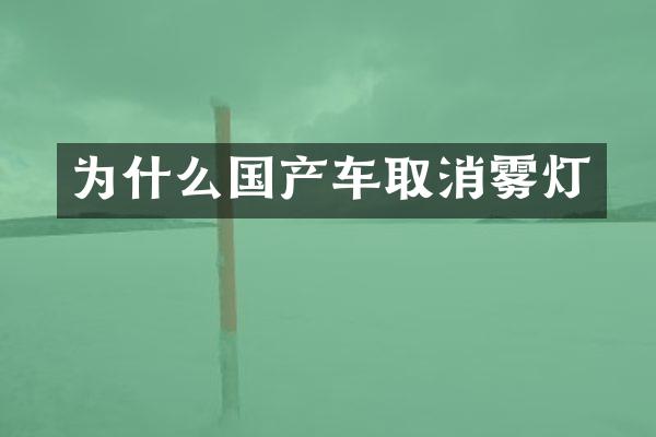 为什么国产车取消雾灯