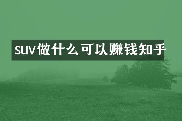 suv做什么可以赚钱知乎