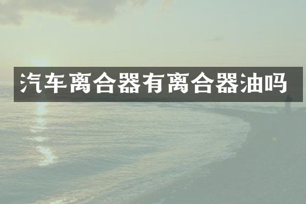 汽车离合器有离合器油吗