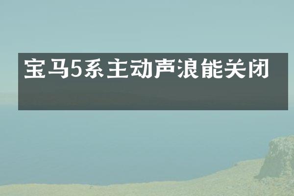 宝马5系主动声浪能关闭吗