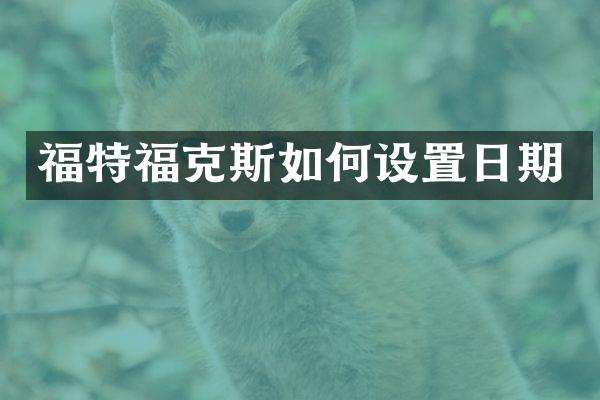 福特福克斯如何设置日期