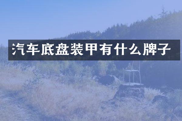 汽车底盘装甲有什么牌子