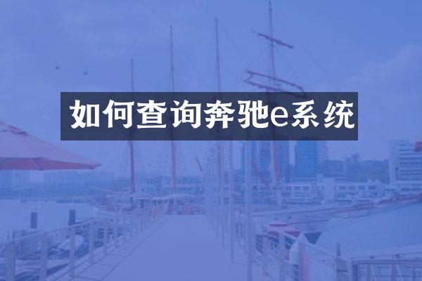 如何查询奔驰e系统