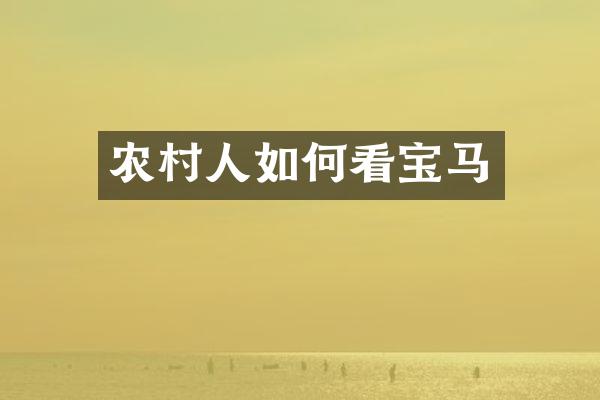 农村人如何看宝马