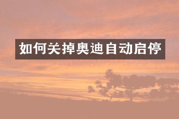 如何关掉奥迪自动启停
