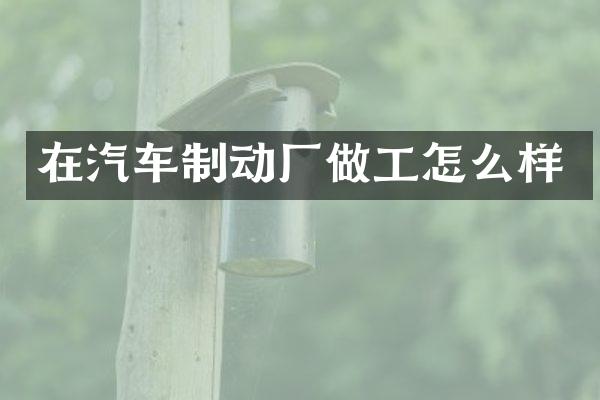 在汽车制动厂做工怎么样