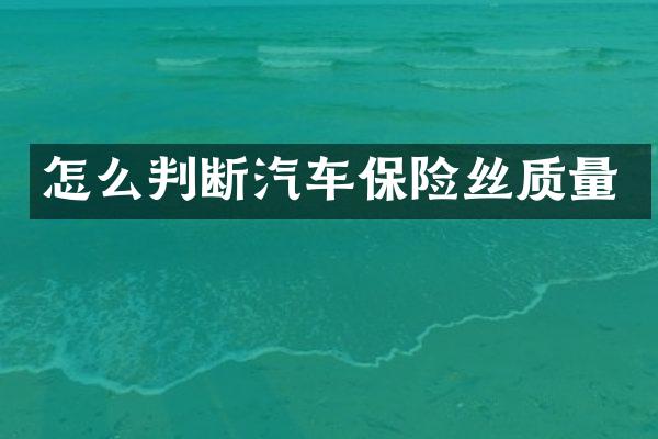 怎么判断汽车保险丝质量