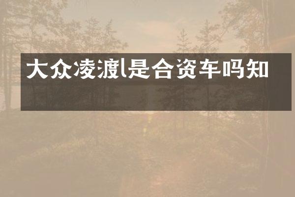 大众凌渡l是合资车吗知乎