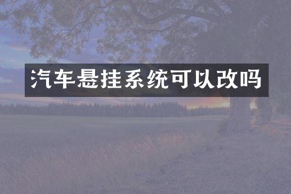 汽车悬挂系统可以改吗